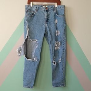 Forever 21 extremely distressed mom jeans